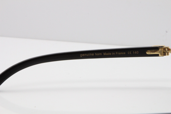Cartier Rimless Original Black Buffalo Horn 8200759 Sunglasses In Silver Gray Lens