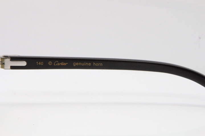 Cartier Rimless Original Black Buffalo Horn 8200759 Sunglasses In Gold Brown Lens