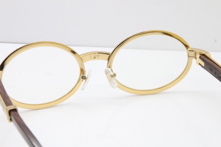 Cartier Eyeglasses T7550178 Wood Smaller Big Stones Vintage Optical In Gold（Limited edition）