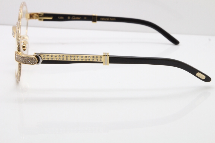 Cartier T7550178 Black Buffalo Horn Smaller Big Stones Vintage Eyeglasses In Gold（Limited edition）