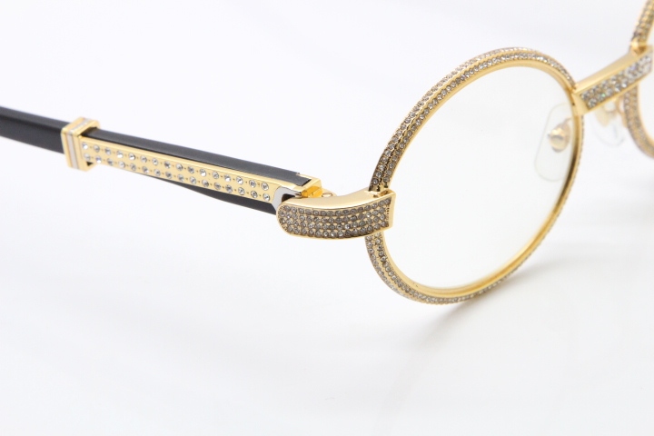 Cartier T7550178 Black Buffalo Horn Smaller Big Stones Vintage Eyeglasses In Gold（Limited edition）