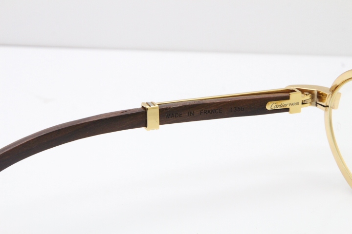 Cartier Eyeglasses T7550178 Wood Smaller Big Stones Vintage Optical In Gold（Limited edition）