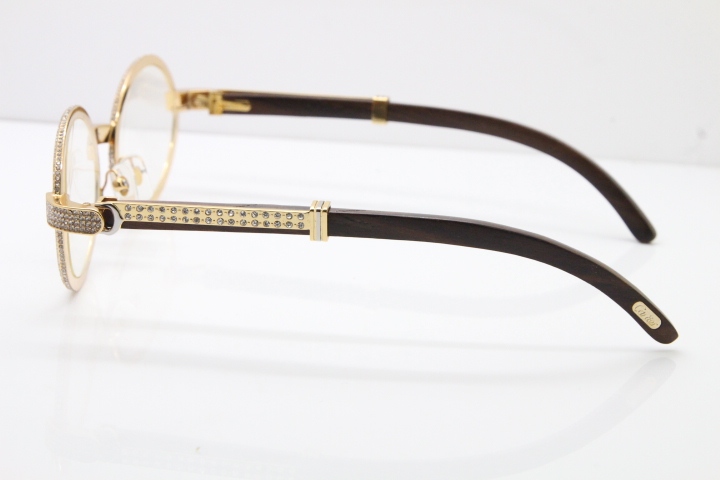 Cartier Eyeglasses T7550178 Wood Smaller Big Stones Vintage Optical In Gold（Limited edition）