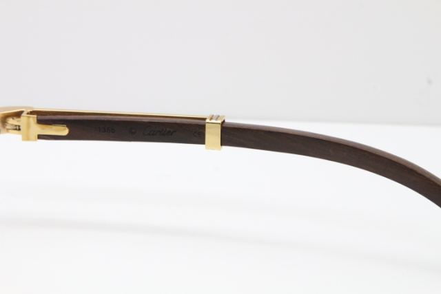 Cartier Eyeglasses T7550178 Wood Smaller Big Stones Vintage Optical In Gold（Limited edition）