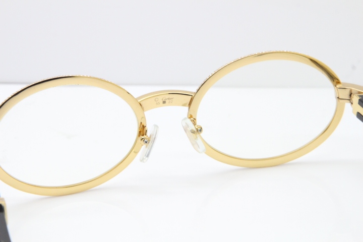 Cartier T7550178 Black Buffalo Horn Smaller Big Stones Vintage Eyeglasses In Gold（Limited edition）