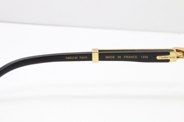 Cartier T7550178 Black Buffalo Horn Smaller Big Stones Vintage Eyeglasses In Gold（Limited edition）