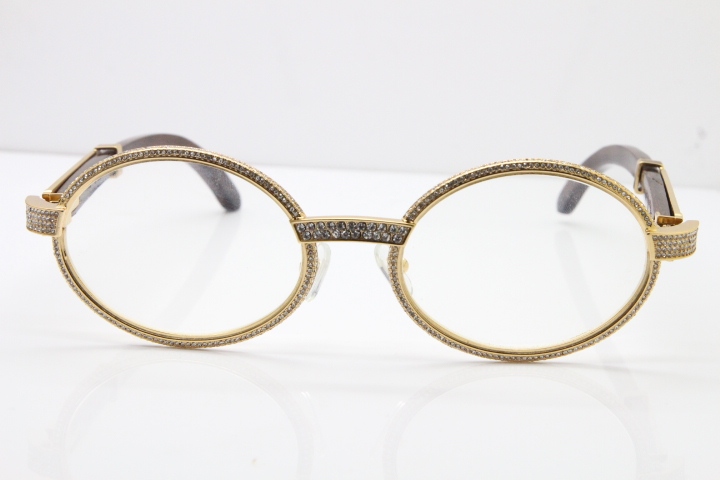 Cartier Eyeglasses T7550178 Wood Smaller Big Stones Vintage Optical In Gold（Limited edition）