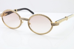 Cartier T7550178 White Inside Black Buffalo Horn Smaller Big Stones Vintage Sunglasses In Gold Brown Lens（Limited edition）