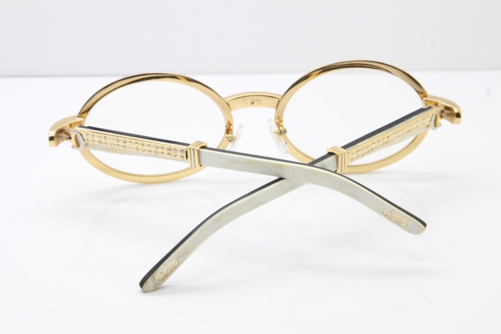 Cartier T7550178 White Inside Black Buffalo Horn Smaller Big Stones Vintage Eyeglasses In Gold（Limited edition）