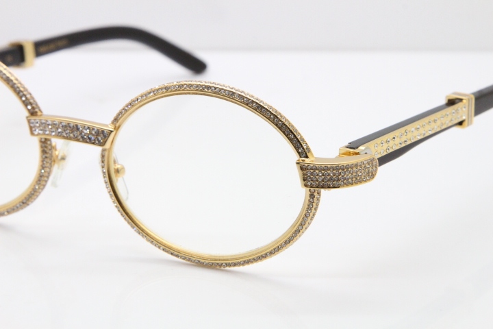 Cartier T7550178 Black Buffalo Horn Smaller Big Stones Vintage Eyeglasses In Gold（Limited edition）