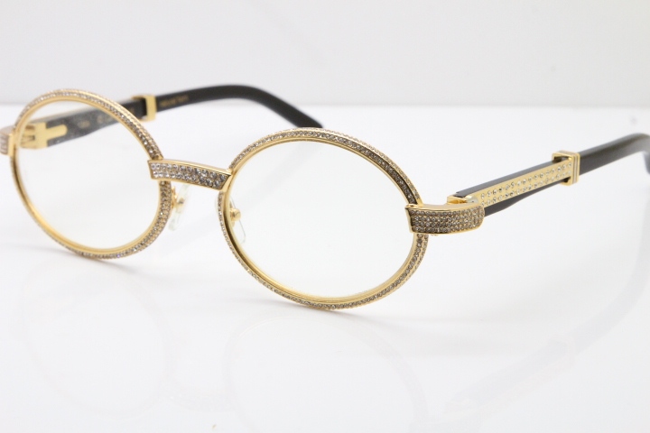 Cartier T7550178 Black Buffalo Horn Smaller Big Stones Vintage Eyeglasses In Gold（Limited edition）