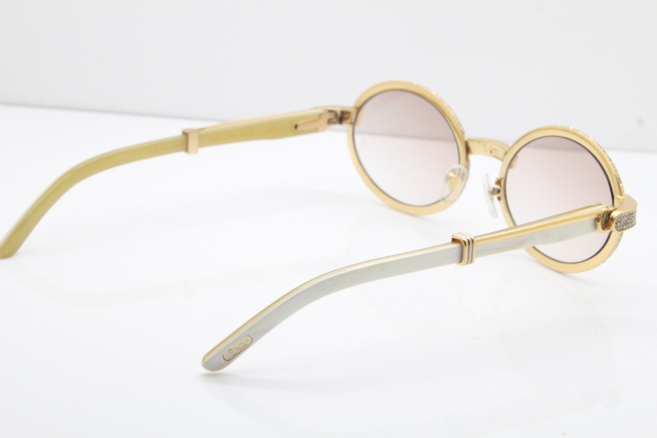 Cartier Smaller Big Stones 7550178 White Genuine Natural Horn Sunglasses Vintage In Gold Brown Lens（Limited edition）