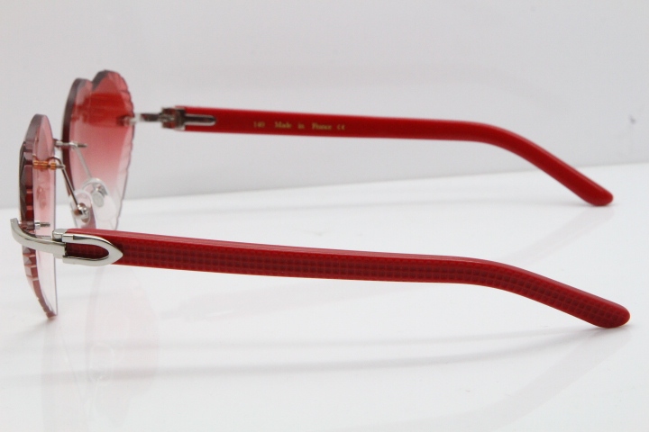 Cartier Rimless 3524012 Heart Red Aztec sunglasses in Gold Red Lens