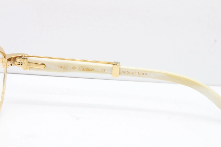Cartier Smaller Big Stones 7550178 White Genuine Natural Horn Eyeglasses Vintage In Gold（Limited edition）