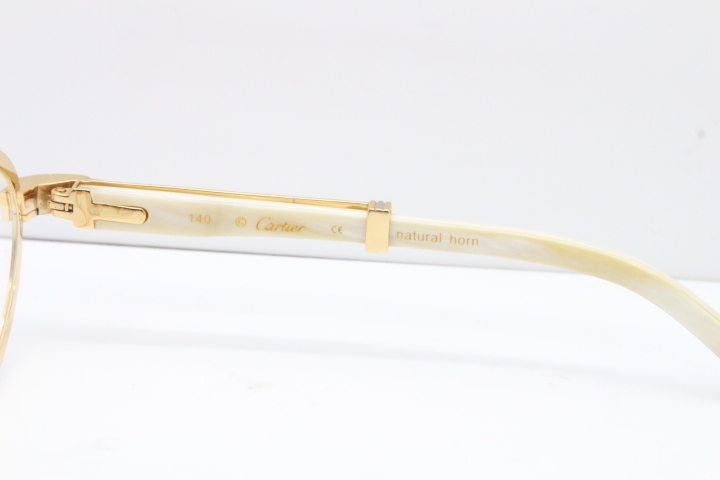 Cartier Smaller Big Stones 7550178 White Genuine Natural Horn Eyeglasses Vintage In Gold（Limited edition）