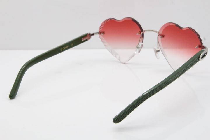 Cartier Rimless 3524012 Heart Green Aztec sunglasses in Gold Red Lens