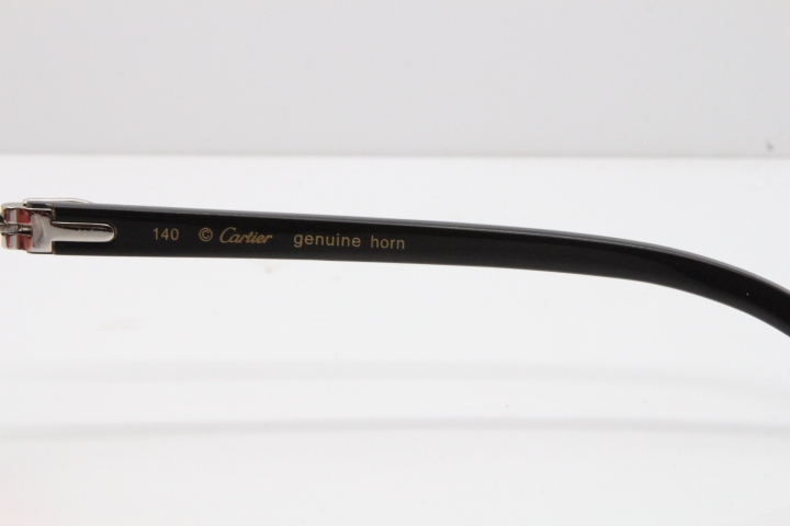 Cartier Rimless 3524012 Heart Black Buffalo Horn Sunglasses in Gold Red Lens