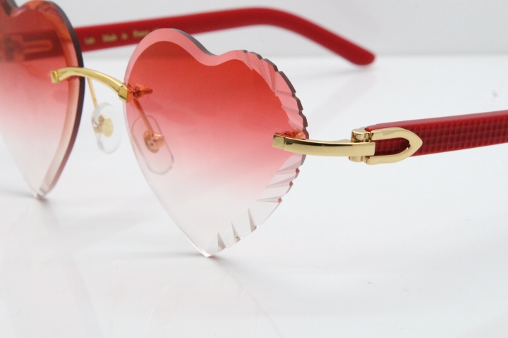 Cartier Rimless 3524012 Heart Red Aztec sunglasses in Gold Red Lens