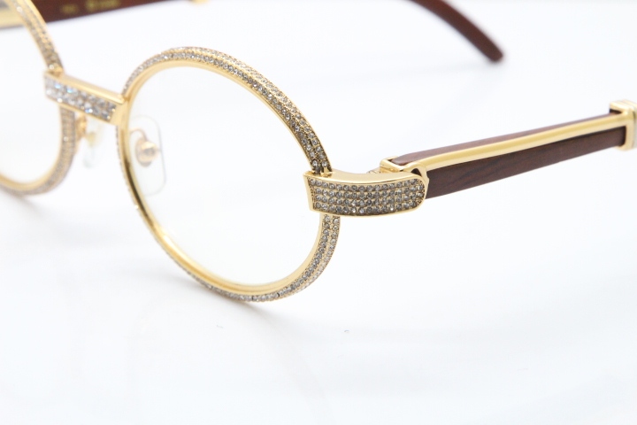 Cartier Vintage 7550178 Wood Smaller Big Stones Eyeglasses In Gold（Limited edition）