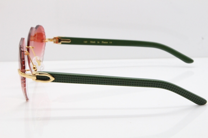 Cartier Rimless 3524012 Heart Green Aztec sunglasses in Gold Red Lens