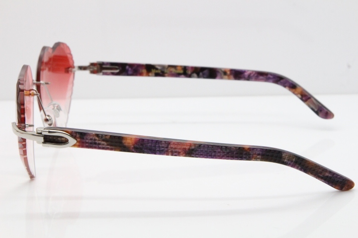 Cartier Rimless 3524012 Heart Marble Purple Aztec sunglasses in Gold Red Lens