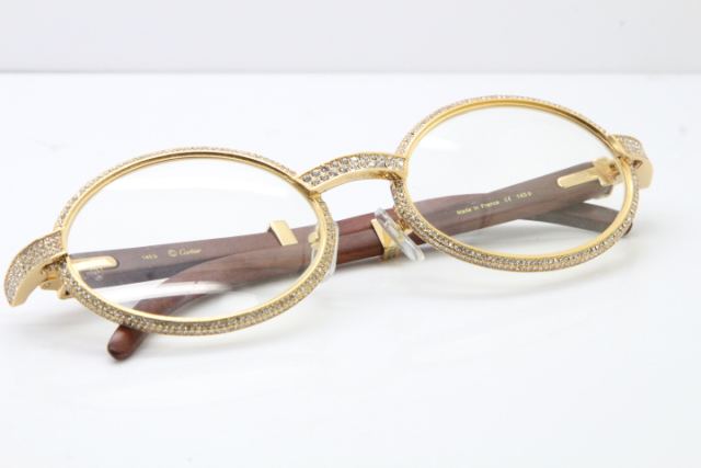 Cartier Vintage 7550178 Wood Smaller Big Stones Eyeglasses In Gold（Limited edition）
