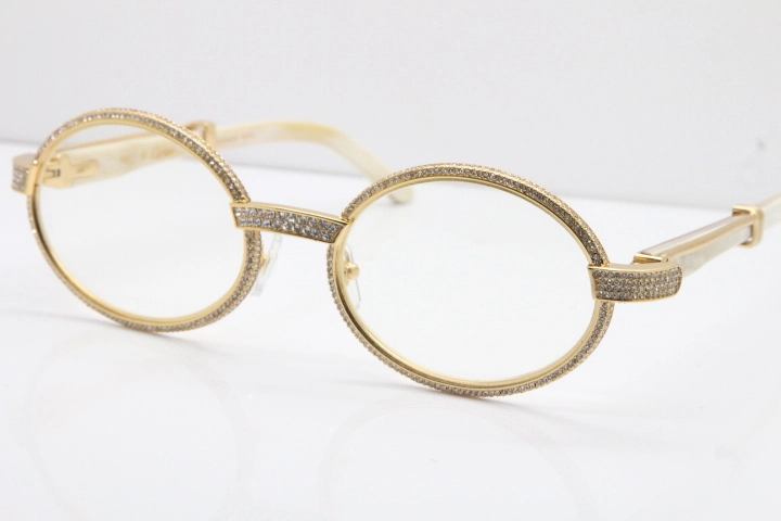 Cartier Smaller Big Stones 7550178 White Genuine Natural Horn Eyeglasses Vintage In Gold（Limited edition）