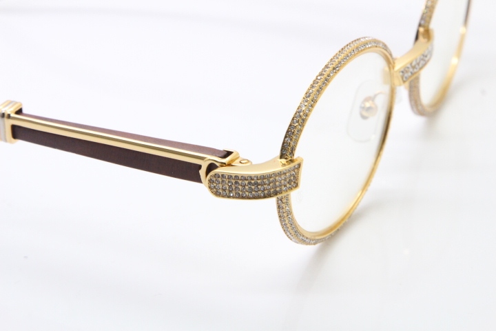 Cartier Vintage 7550178 Wood Smaller Big Stones Eyeglasses In Gold（Limited edition）