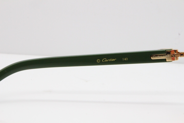 Cartier Rimless 3524012 Heart Green Aztec sunglasses in Gold Red Lens