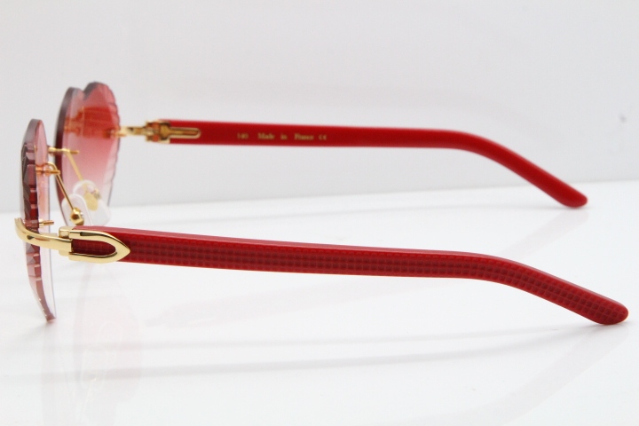 Cartier Rimless 3524012 Heart Red Aztec sunglasses in Gold Red Lens