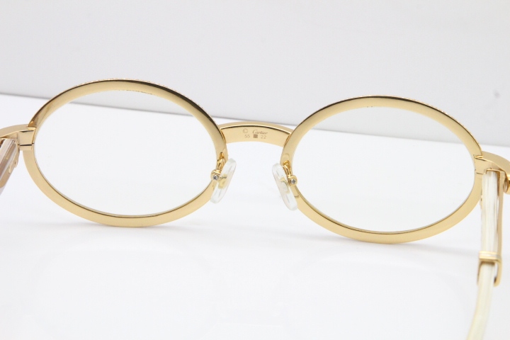 Cartier Smaller Big Stones 7550178 White Genuine Natural Horn Eyeglasses Vintage In Gold（Limited edition）