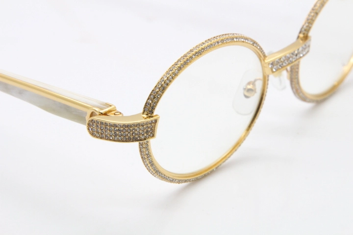 Cartier Smaller Big Stones 7550178 White Genuine Natural Horn Eyeglasses Vintage In Gold（Limited edition）