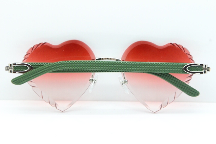 Cartier Rimless 3524012 Heart Green Aztec sunglasses in Gold Red Lens