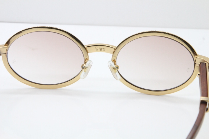 Cartier Vintage 7550178 Wood Smaller Big Stones Sunglasses In Gold Brown Lens（Limited edition