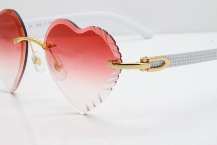 Cartier Rimless 3524012 Heart White Aztec sunglasses in Gold Red Lens