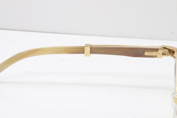 Cartier Smaller Big Stones 7550178 White Genuine Natural Horn Eyeglasses Vintage In Gold（Limited edition）