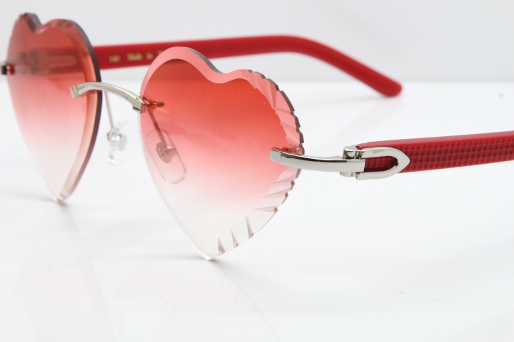Cartier Rimless 3524012 Heart Red Aztec sunglasses in Gold Red Lens