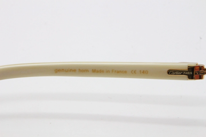 Cartier Rimless 3524012 Heart White Buffalo Horn Sunglasses in Gold Red Lens