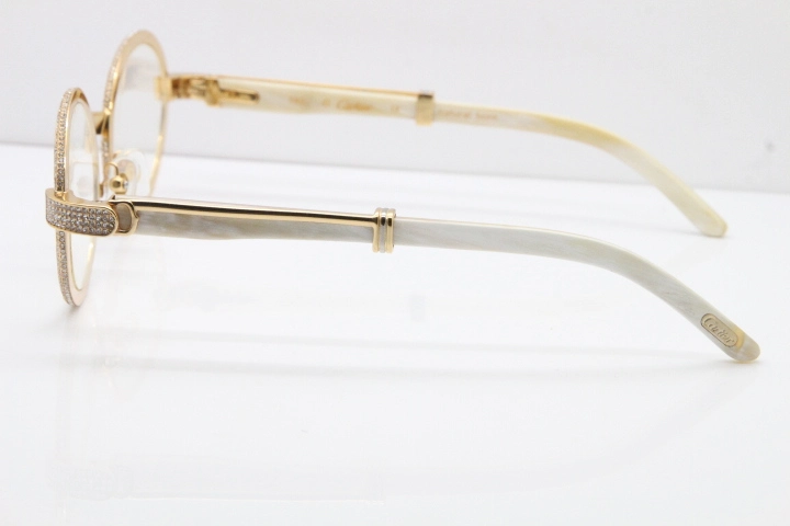 Cartier Smaller Big Stones 7550178 White Genuine Natural Horn Eyeglasses Vintage In Gold（Limited edition）