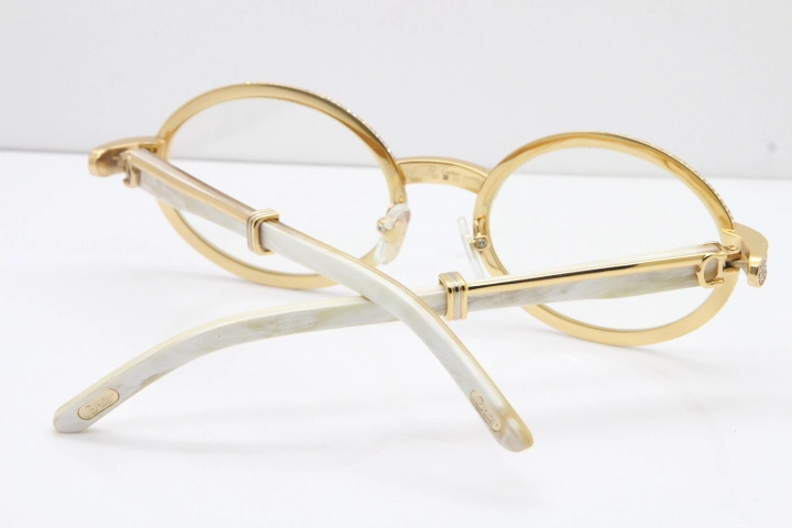 Cartier Smaller Big Stones 7550178 White Genuine Natural Horn Eyeglasses Vintage In Gold（Limited edition）