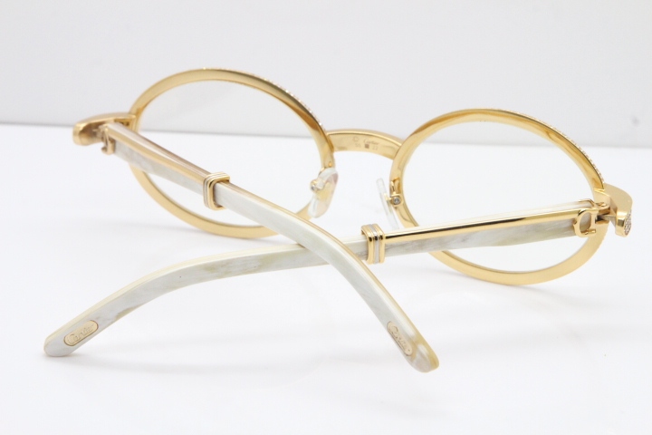 Cartier Smaller Big Stones 7550178 White Genuine Natural Horn Eyeglasses Vintage In Gold（Limited edition）