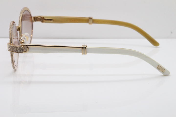 Cartier Smaller Big Stones 7550178 White Genuine Natural Horn Sunglasses Vintage In Gold Brown Lens（Limited edition）