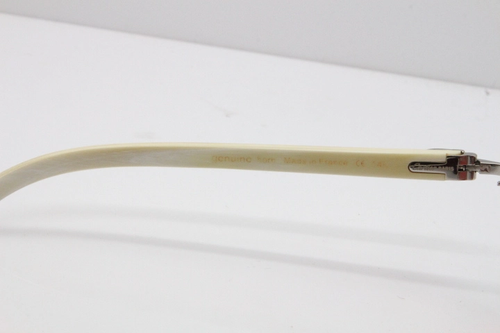 Cartier Rimless 3524012 Heart White Buffalo Horn Sunglasses in Gold Red Lens