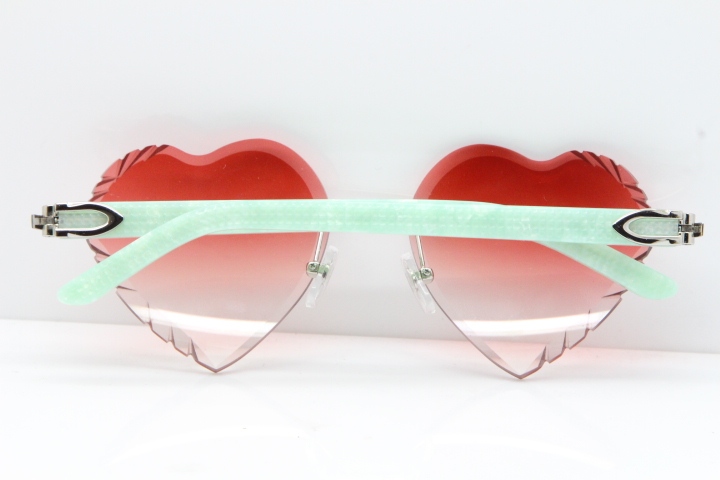 Cartier Rimless 3524012 Heart Marble Blue Aztec Sunglasses in Gold Red Lens