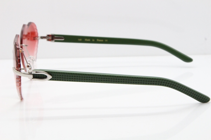 Cartier Rimless 3524012 Heart Green Aztec sunglasses in Gold Red Lens