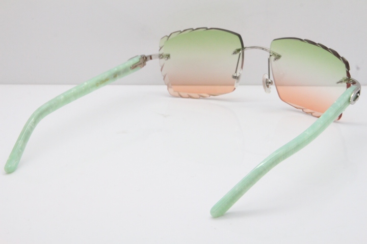 Cartier Rimless 8300816 Marble Green Actec Sunglasses In Gold Mix Green Pink Lens