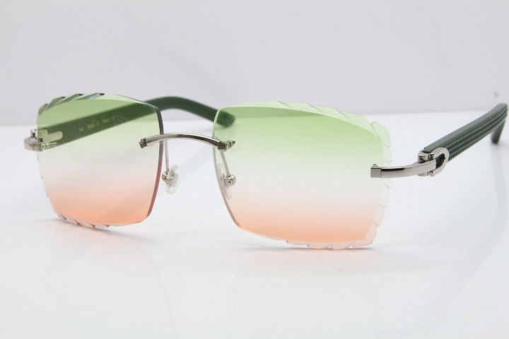 Cartier Rimless 8300816 Black Aztec Sunglasses In Gold Mix Green Pink Lens