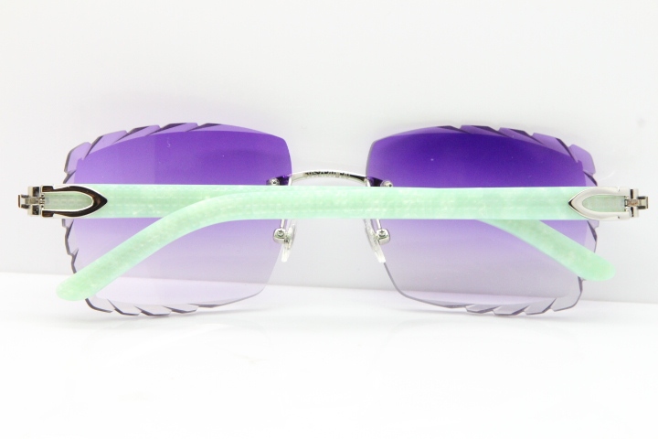 Cartier Rimless 8300816 Marble Green Actec Sunglasses In Gold Purple Lens