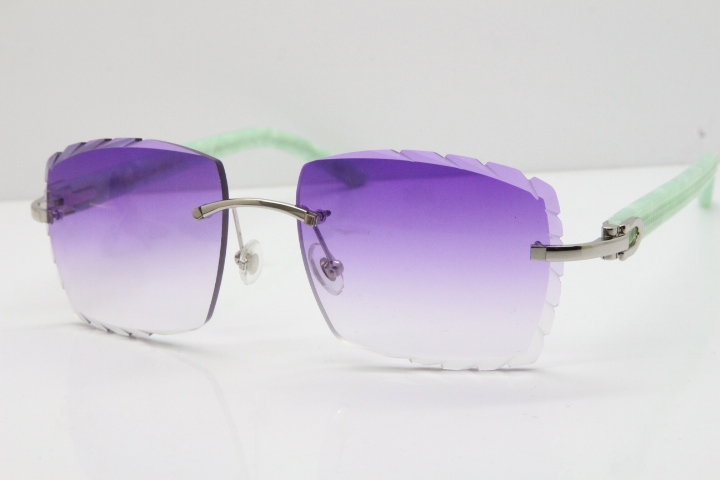 Cartier Rimless 8300816 Marble Green Actec Sunglasses In Gold Purple Lens