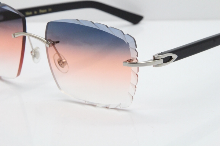 Cartier Rimless 8300816 Black Aztec Sunglasses In Silver Purple Mix Orange White Lens